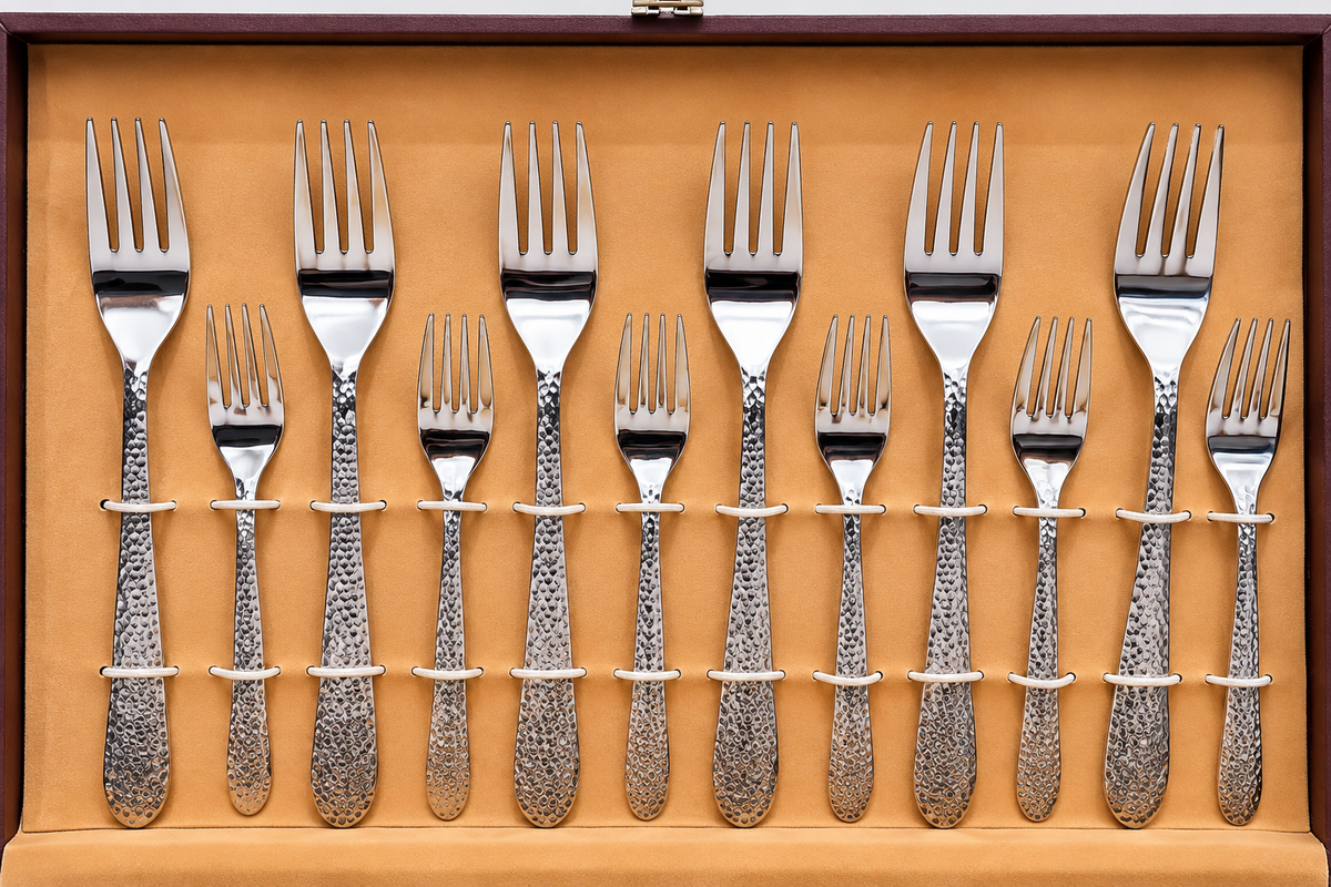 Vintageware 24-Piece Stainless Steel Cutlery Set with Premium Wooden Presentation Box – 12 Spoons & 12 Forks for Dining, Kitchen & Gifting