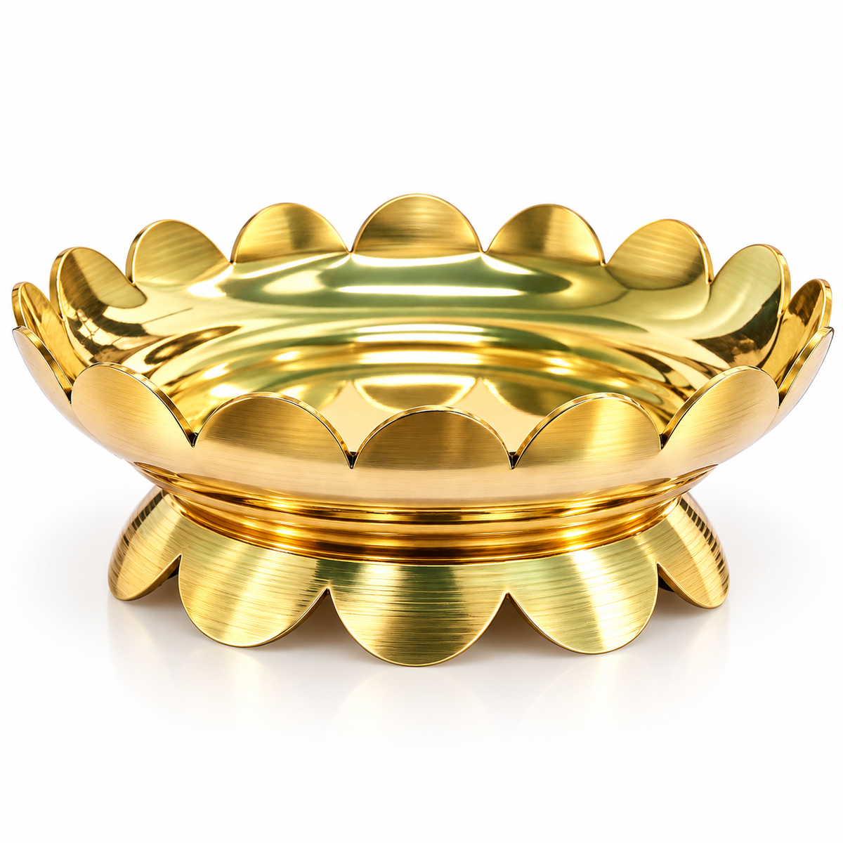 Brass Lotus Bowl for Pooja & Festive Decor | Traditional Brass Urli Bowl with Lotus Design | Decorative Pooja Bowl