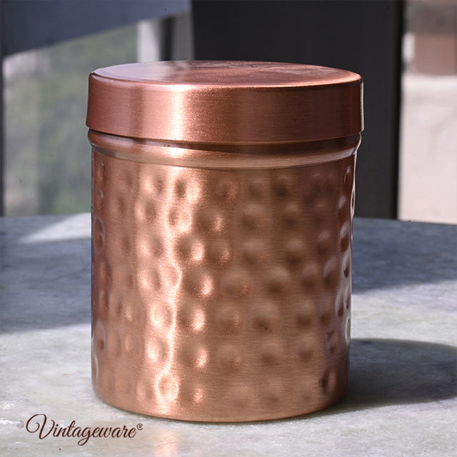 Pure copper Ayurvedic jar with lid