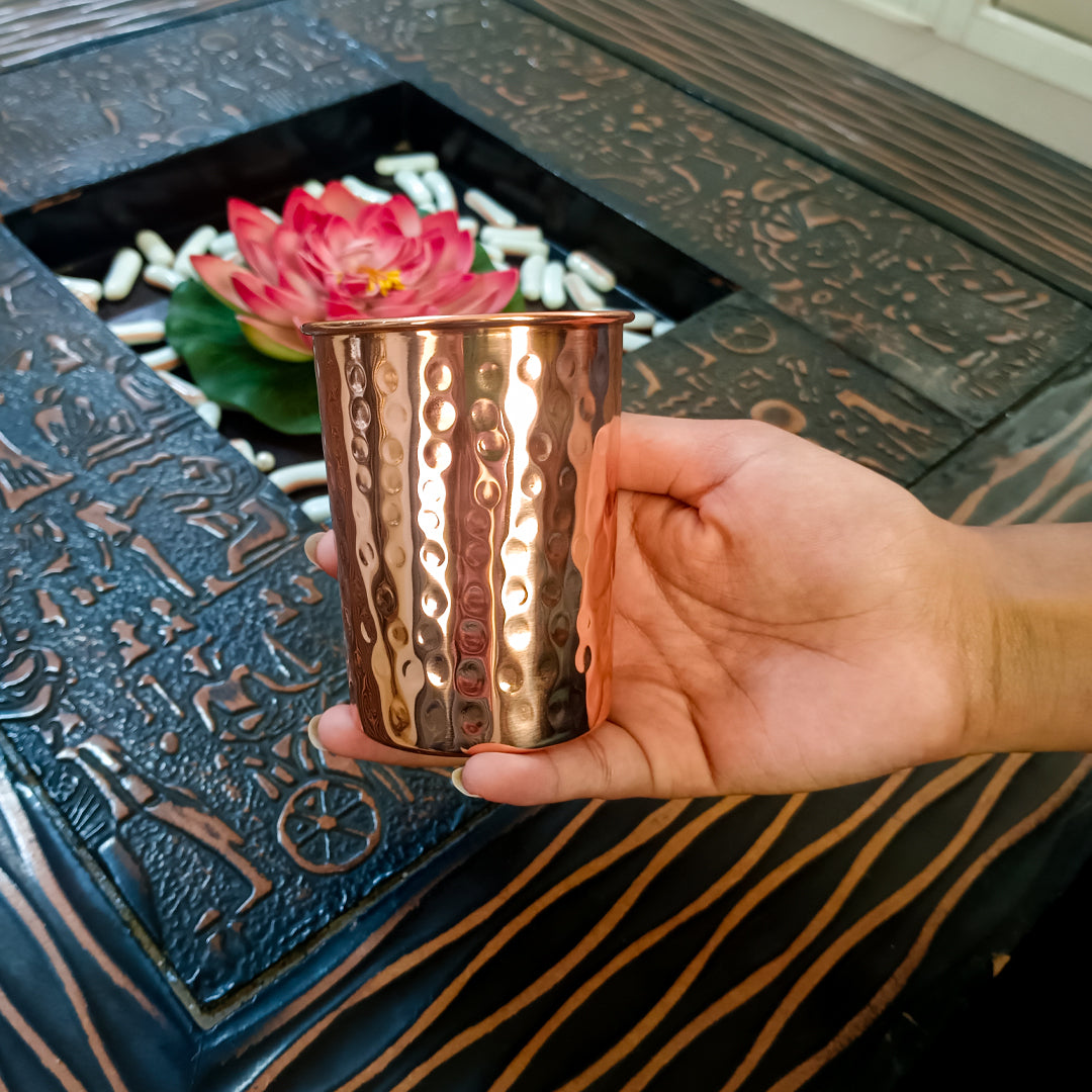 copper hammered drinking glass