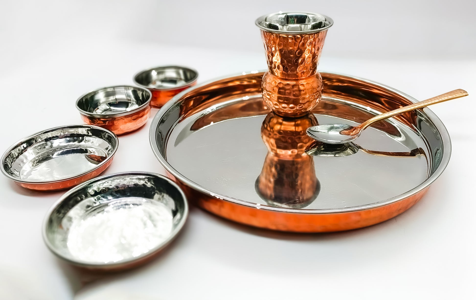 copper steel dinner set