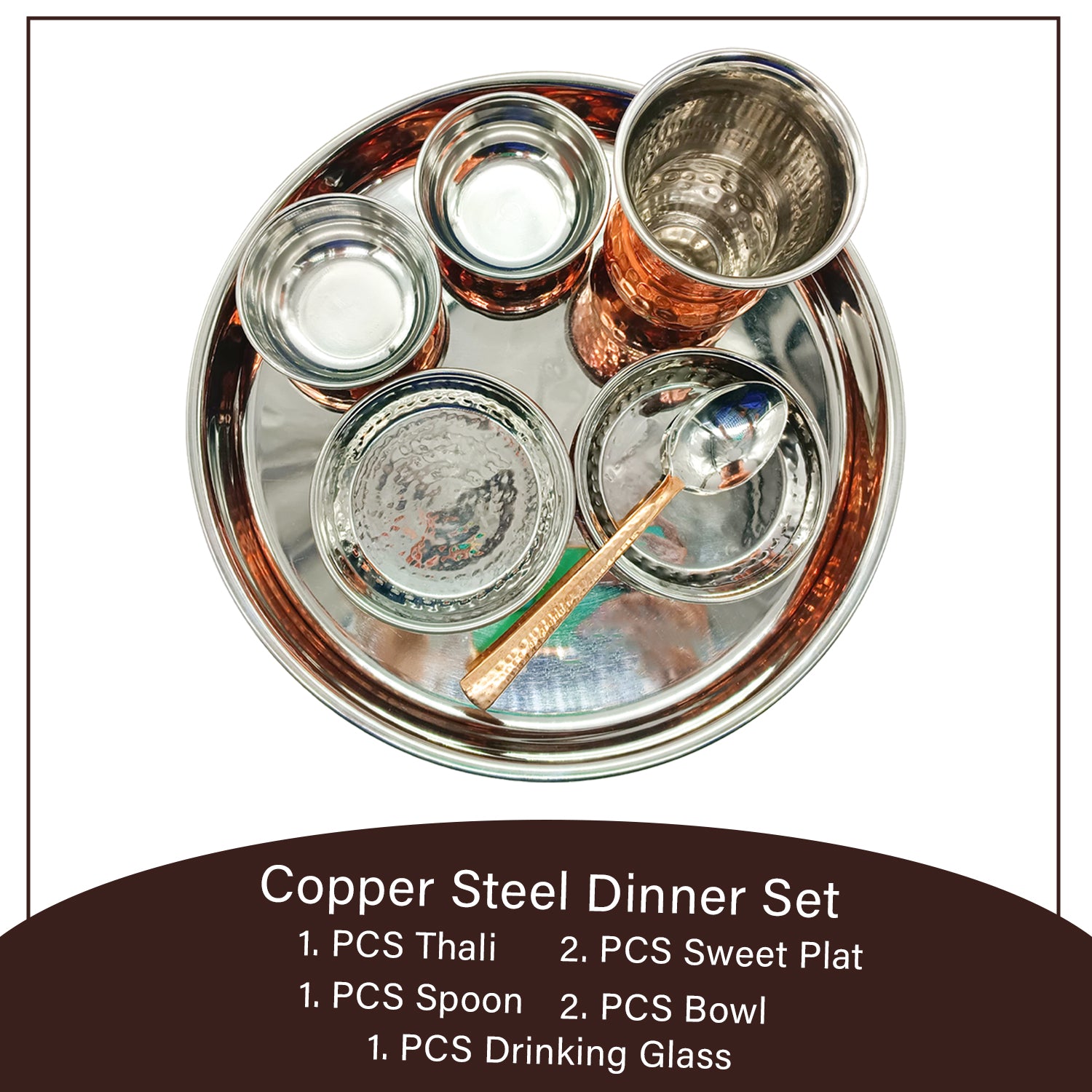 copper steel dinner set