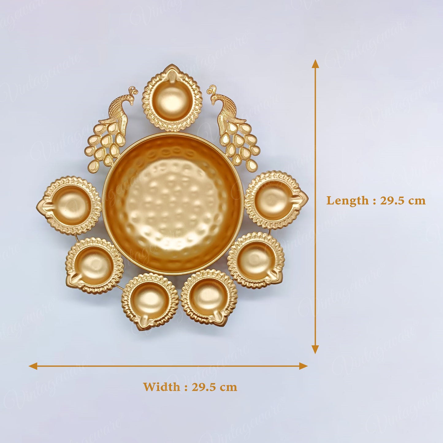 Peacock Shape Urli Diya for Home Decor, Diwali With Attached Floating Flower Bowl  Medium (Set Of 4) Length - 11.5 Inch