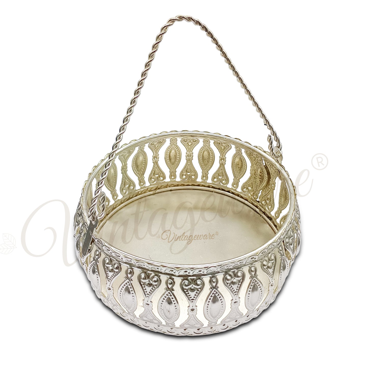 Multi-Purpose Decorative Bowl With Handle for Snacks, Dry fruits & Gifting Item (Diameter- 12 cm)