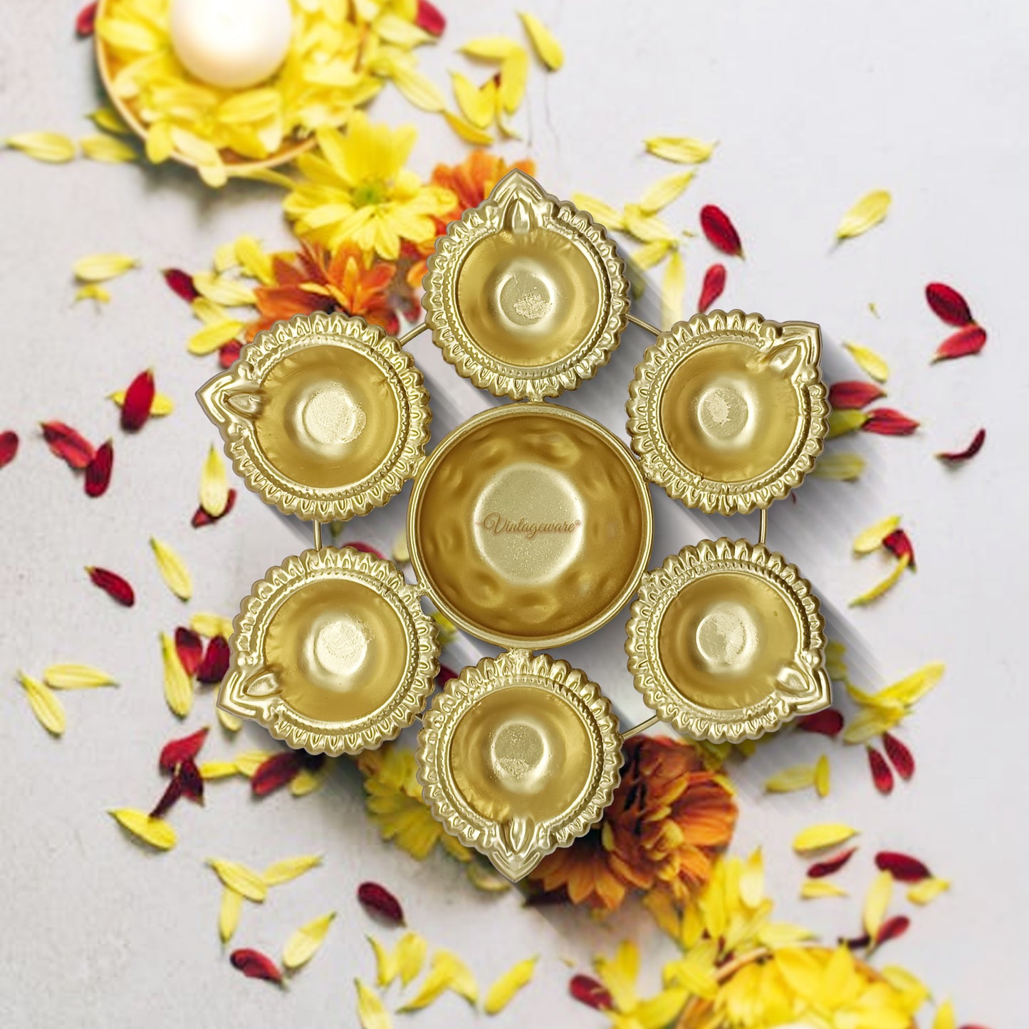 Decorative Urli Bowl With Oil Diya for Festivals