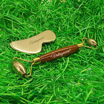 kansa face roller with gua sha