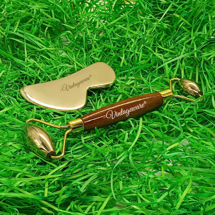 kansa face roller with gua sha