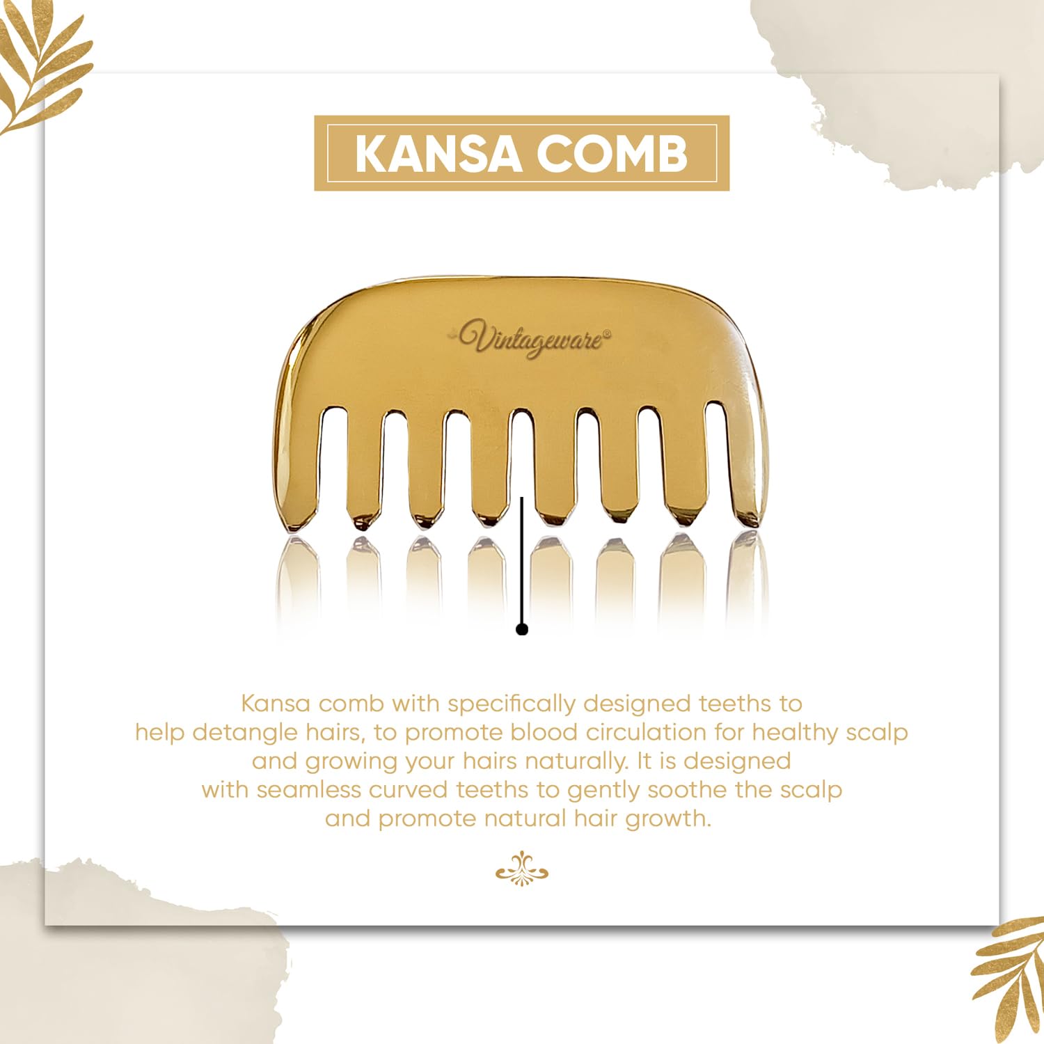 kansa wand double sided with kansa comb set for holistic wellness