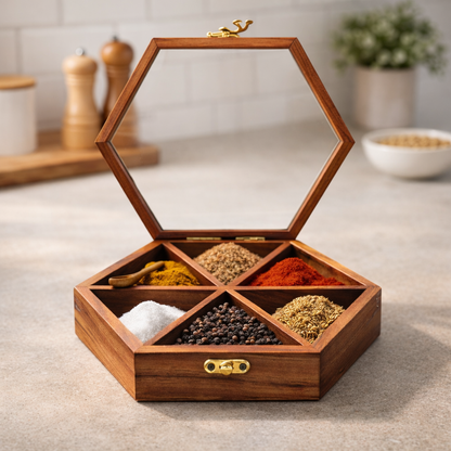 kitchen spice storage box wooden 