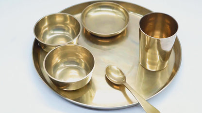 Vintageware® Pure Kansa Dinner Set | Ayurvedic Bronze Thali | Kansa Dinner Set for 6 | Kansa Thali Set