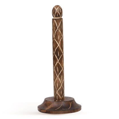 Wooden Kitchen Tissue Paper Roll Holder Stand (Tribal Strip) - Vintageware
