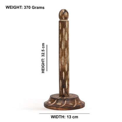 Wooden Kitchen Tissue Paper Roll Holder Stand (Tribal Ellipsis) - Vintageware