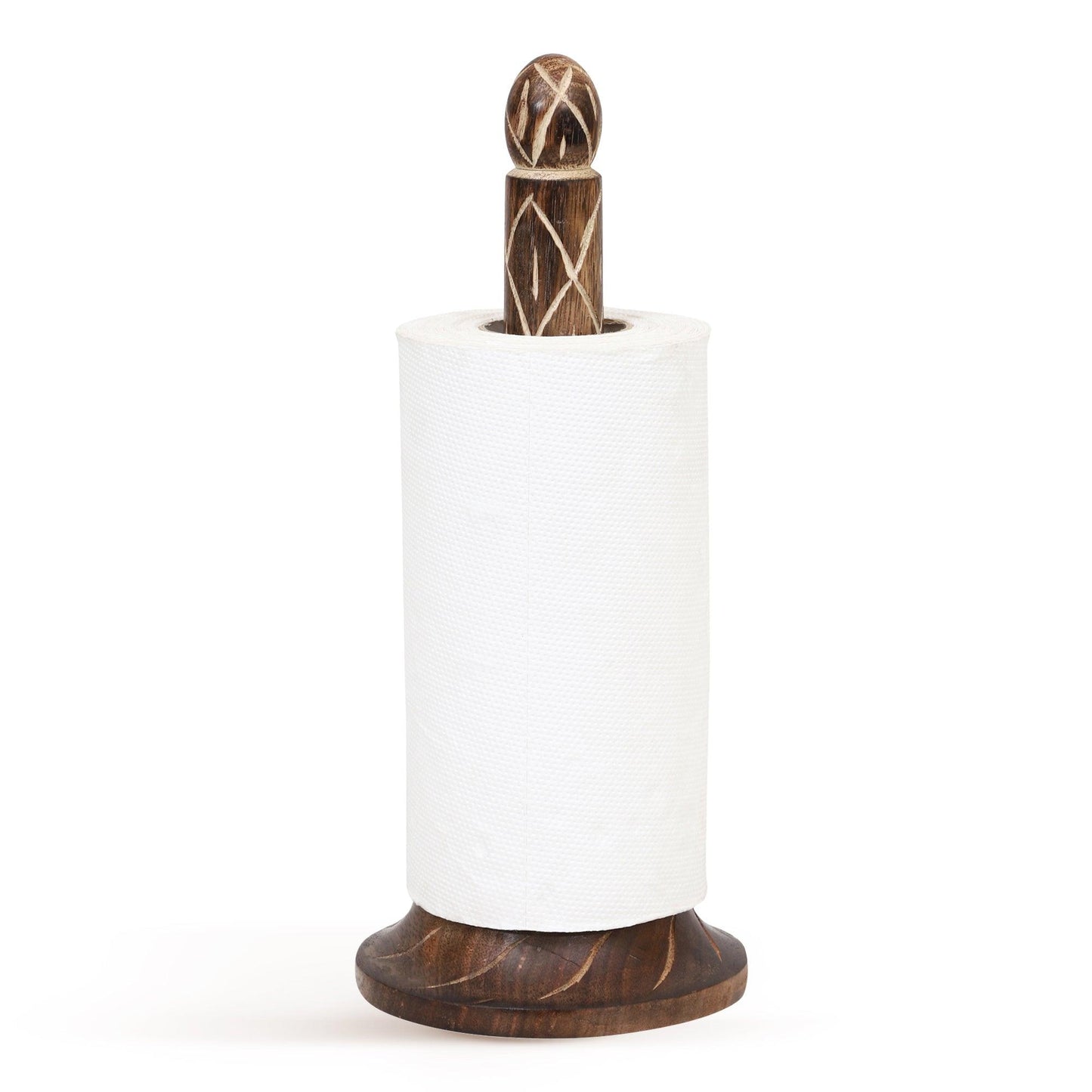 Wooden Kitchen Tissue Paper Roll Holder Stand (Tribal Strip) - Vintageware