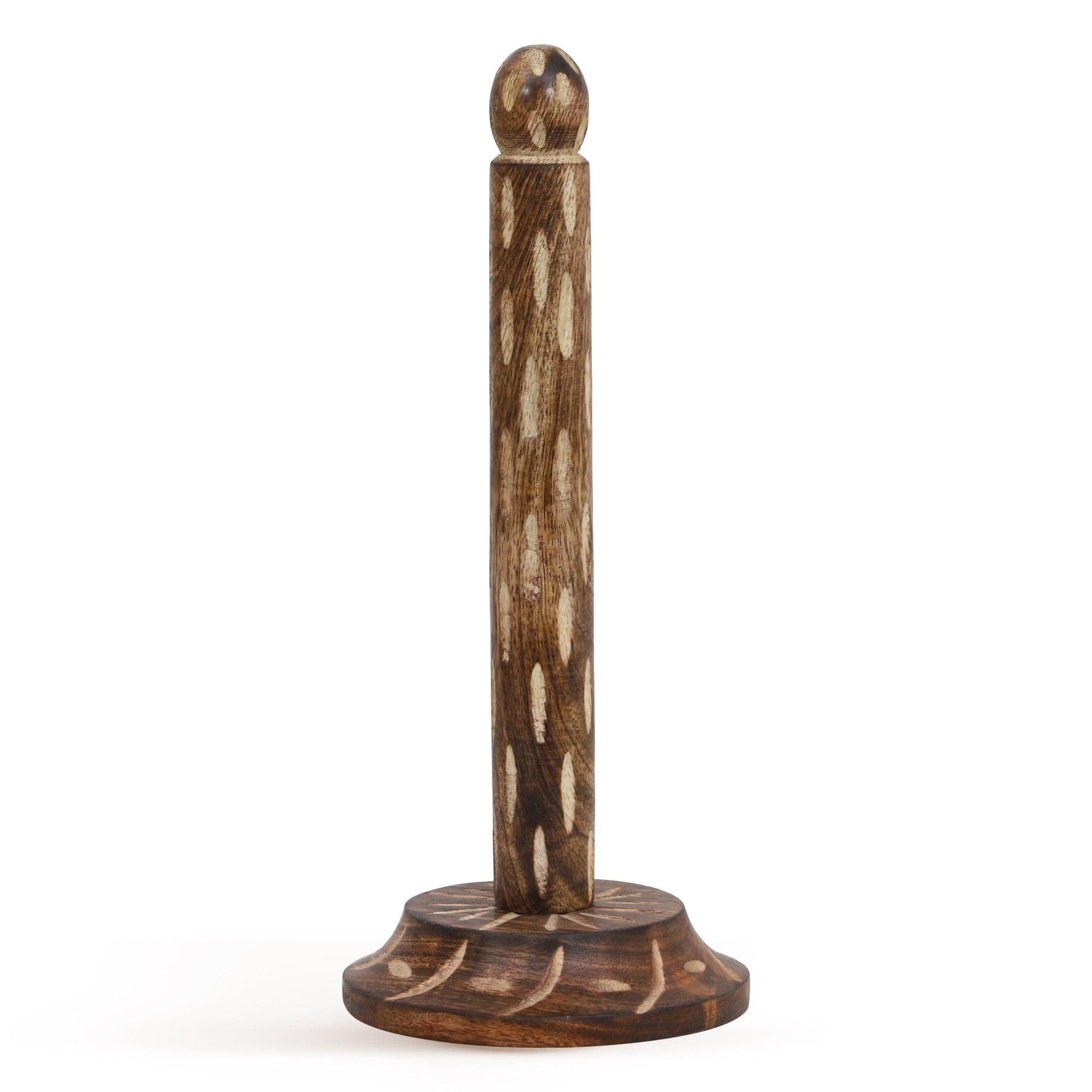 Wooden Kitchen Tissue Paper Roll Holder Stand (Tribal Ellipsis) - Vintageware